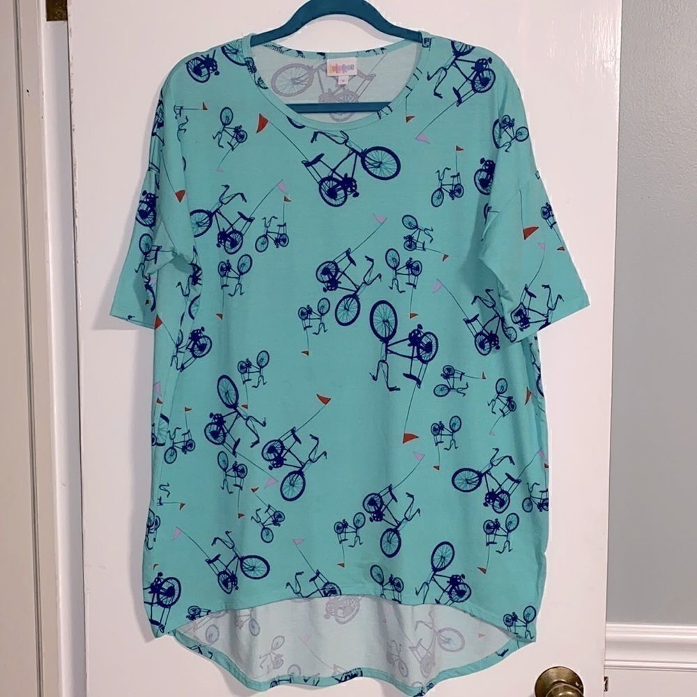 LuLaRoe Irma tunic with bicycle print size small